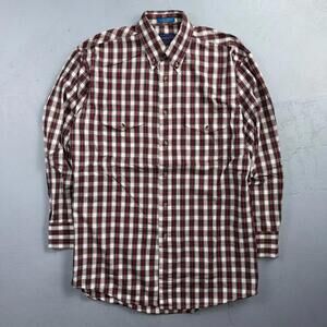 Pendleton Rancher Button Down Western Shirt Men’s S Red Plaid Cotton Rancher